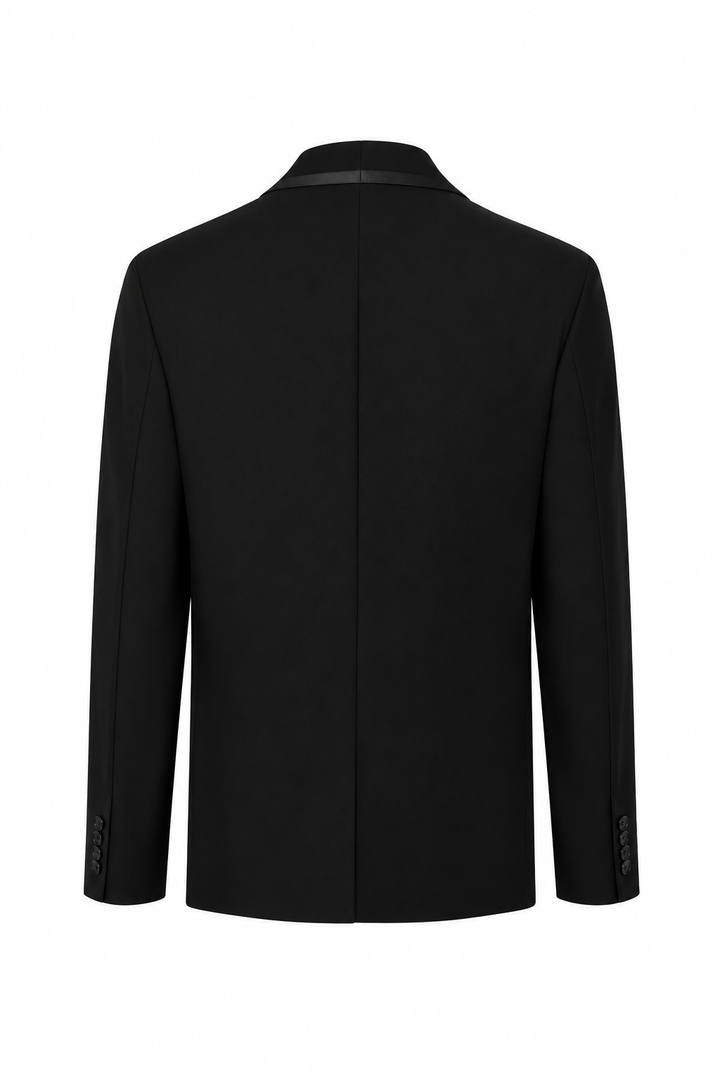 BLAZER PRETO COM DETALHES EM CETIM PONTO CHIC