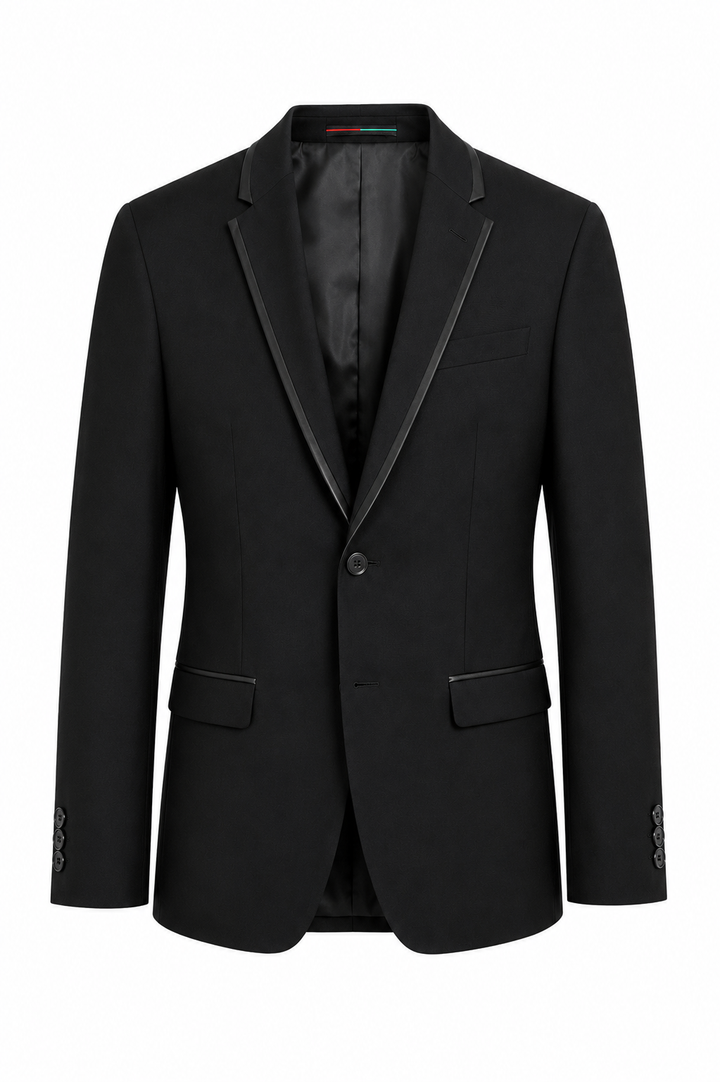 BLAZER PRETO COM DETALHES EM CETIM PONTO CHIC