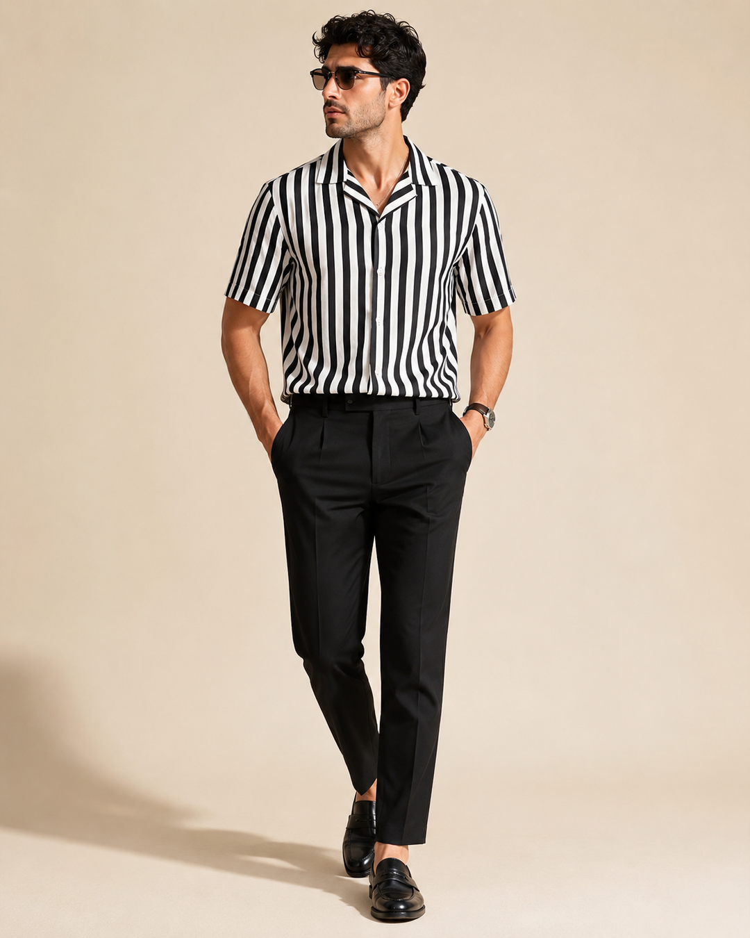 CAMISA AS RISCAS BRANCA E PRETO DONATO