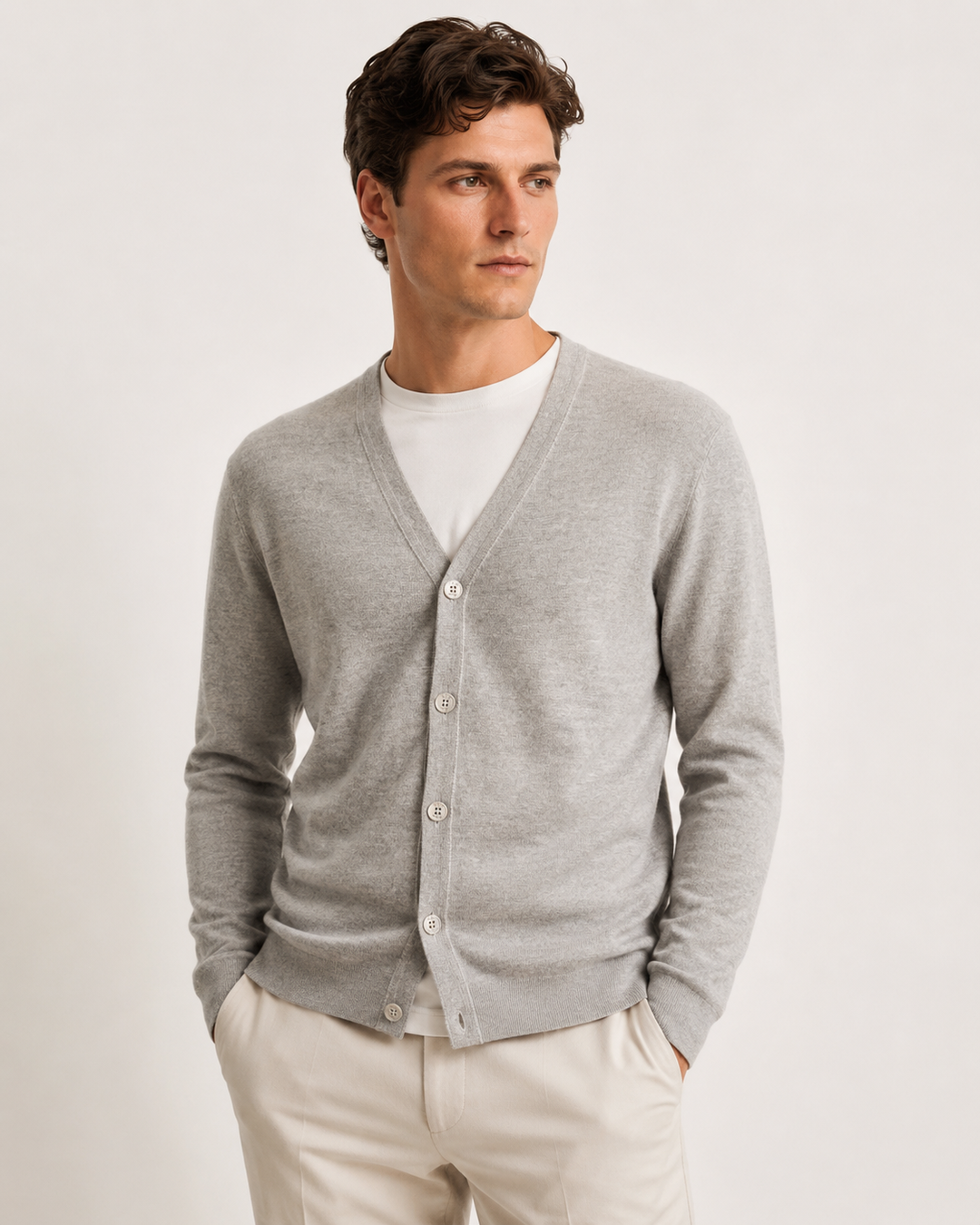 CARDIGAN BOTÕES CINZA CLARO ZOLF