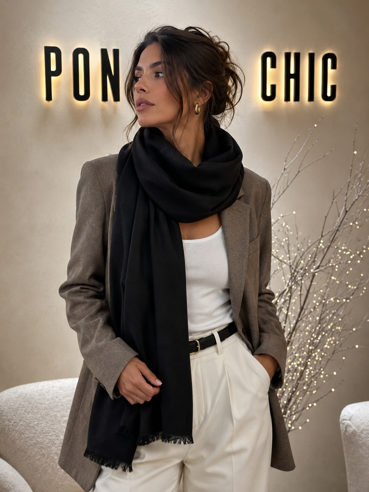 LENÇO PRETO LISO PONTO CHIC