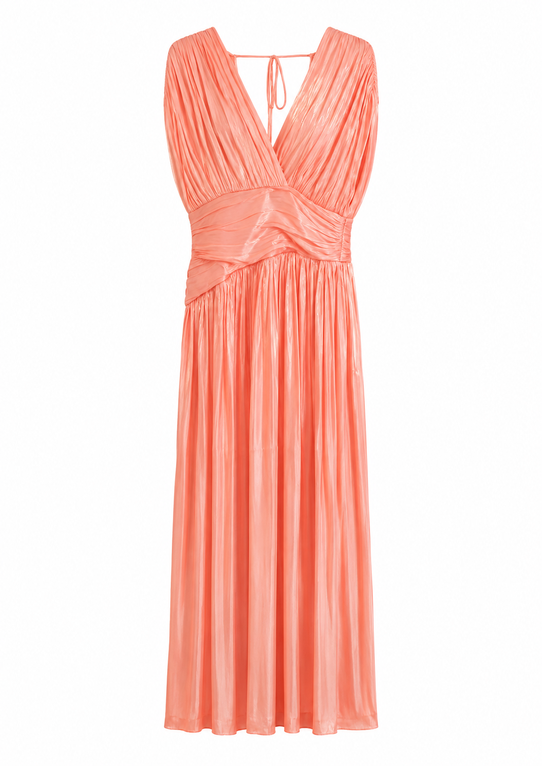 VESTIDO COMPRIDO PLISSADO CORAL PONTO CHIC