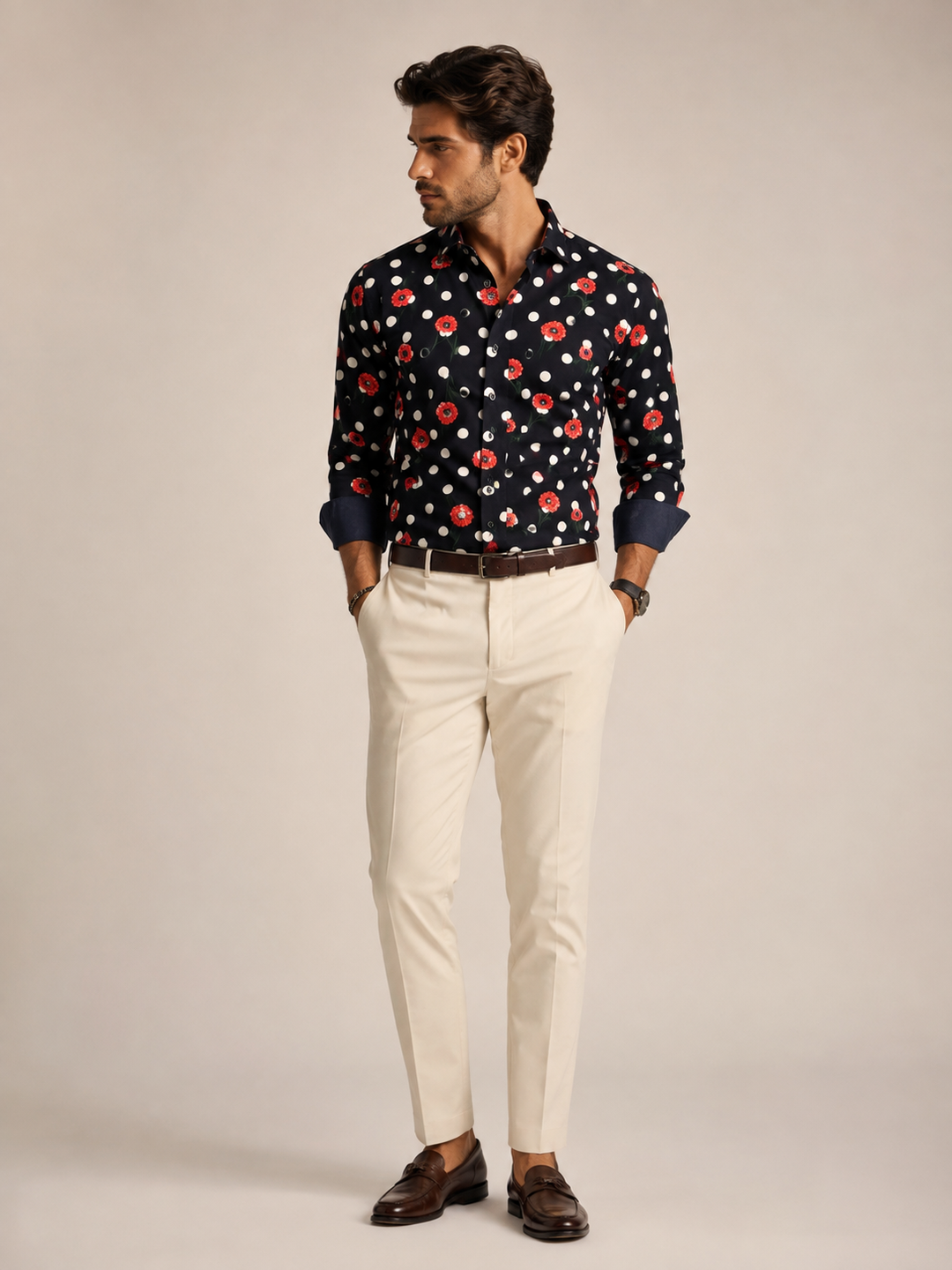 CAMISA ESTAMPADA BOLAS E FLORES KARL MOMMOO HOMME