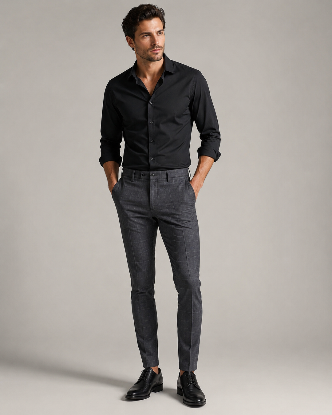 CALÇA CINZA COM PADRÃO XADREZ LFR SPORT