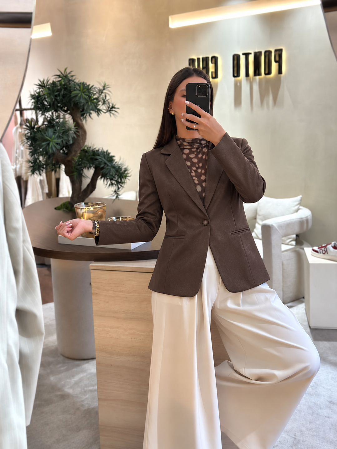 BLAZER CASTANHO CLÁSSICO PONTO CHIC