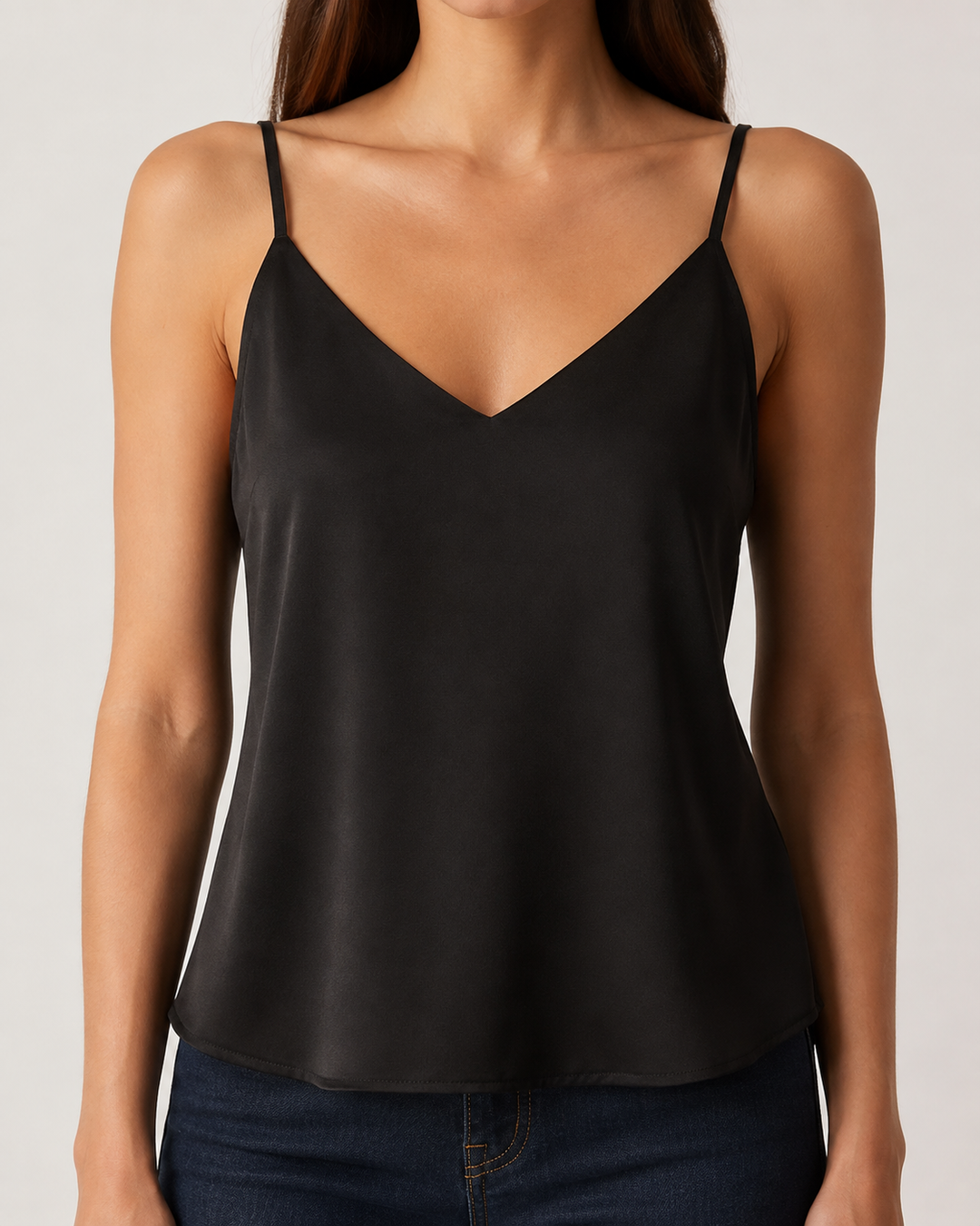 TOP PRETO ACETINADO DE ALÇAS PONTO CHIC