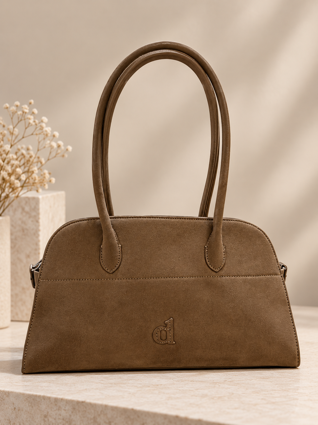 BOLSA EM PELE CAMURÇA CASTANHA DIXIE