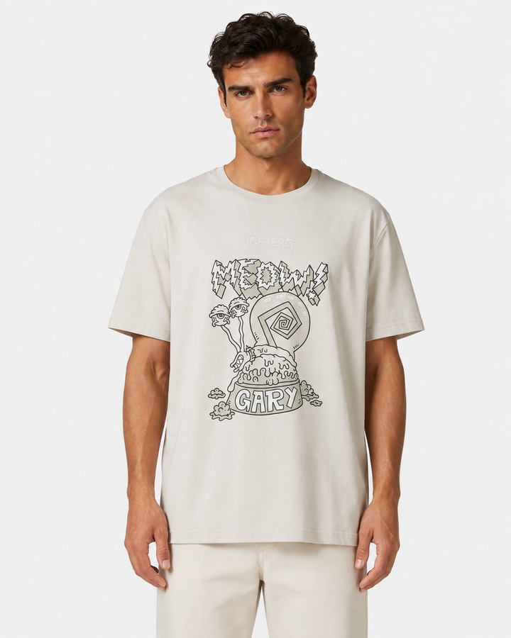 T SHIRT REGULAR BEGE COM ESTAMPA ICEBERG MEN