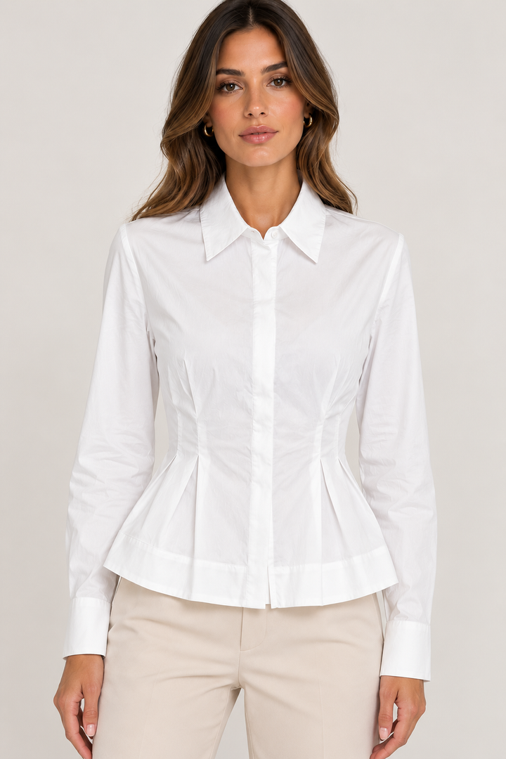 CAMISA BRANCA COM PREGAS NA CINTURA DIXIE