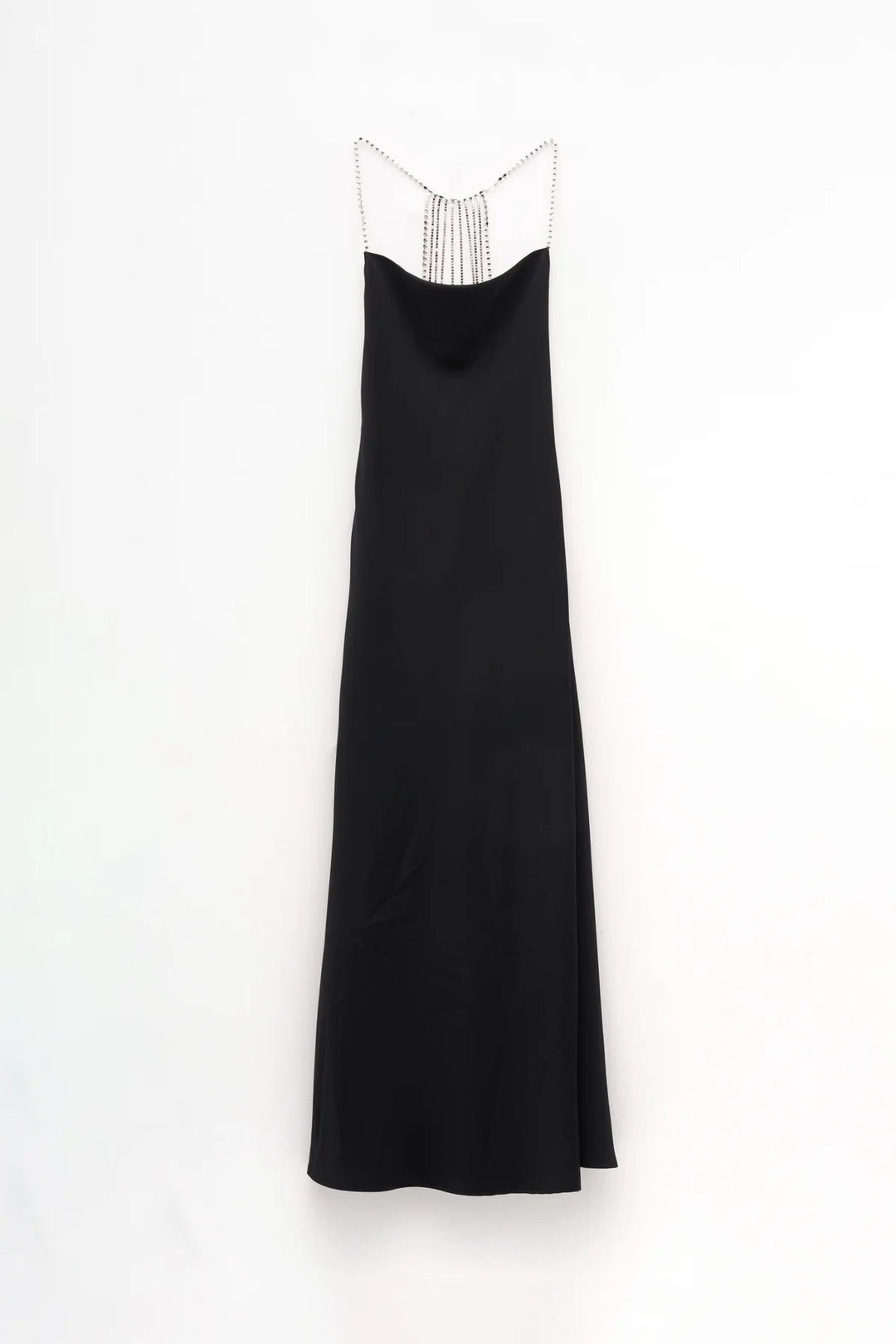 VESTIDO PRETO COM CORRENTES DE BRILHO ELEH