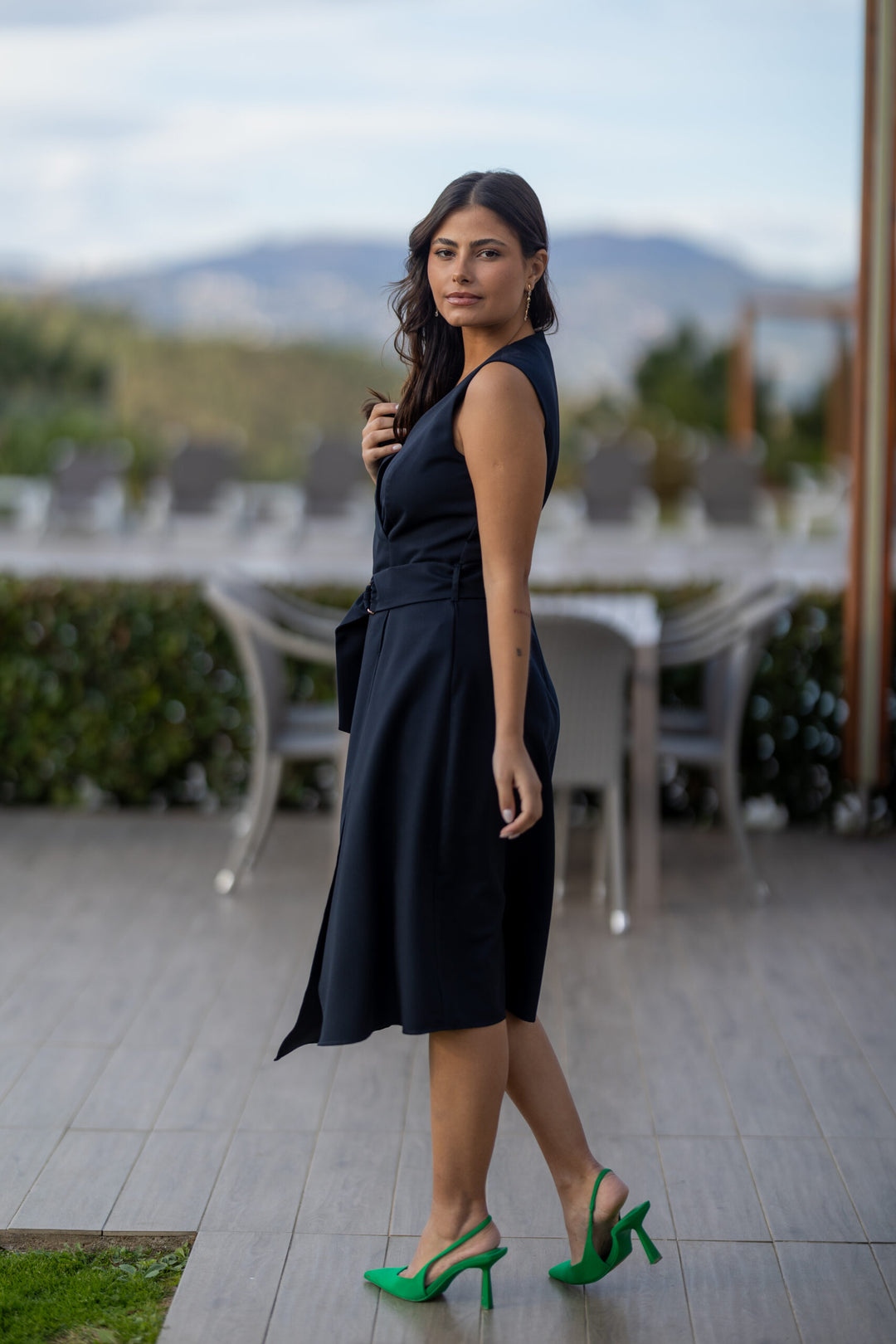 VESTIDO MARINHO COM TRESPASSE PONTO CHIC