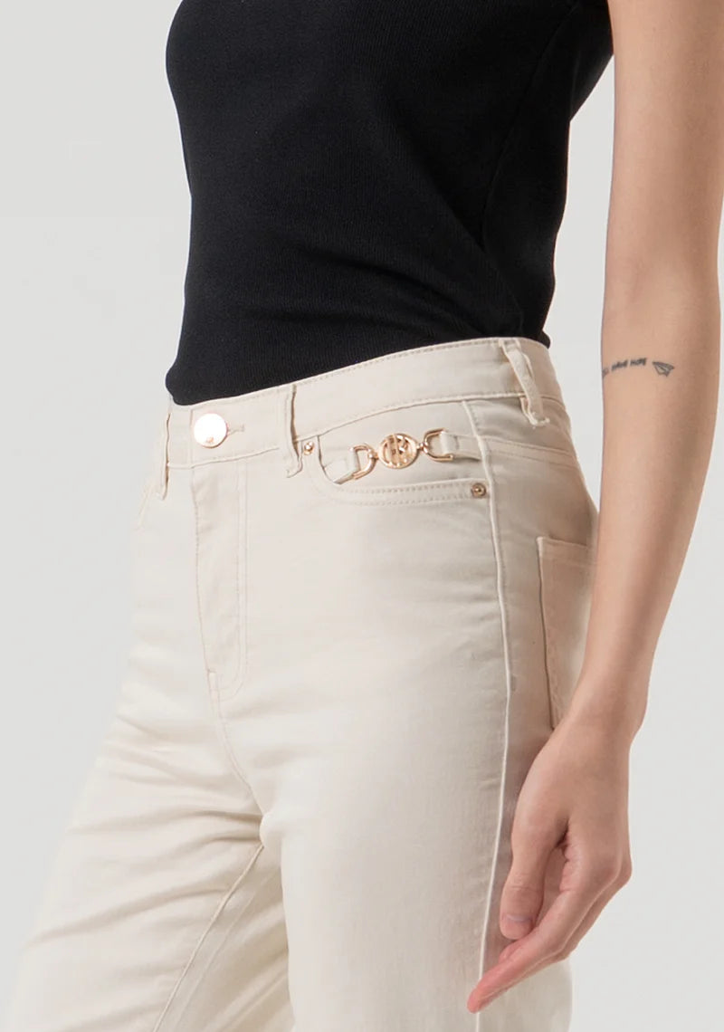 CALÇAS BOOTCUT BEGE FRACOMINA