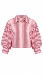 CAMISA CROPPED ÁS RISCAS VERMELHA PONTO CHIC