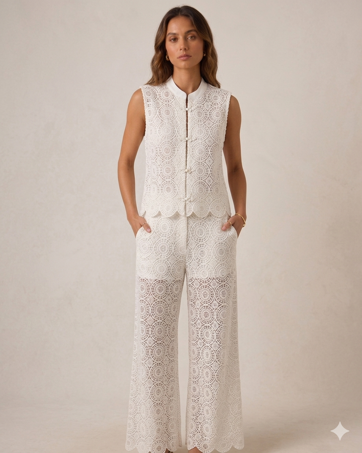 CALÇA BRANCA RENDADA IMPERIAL