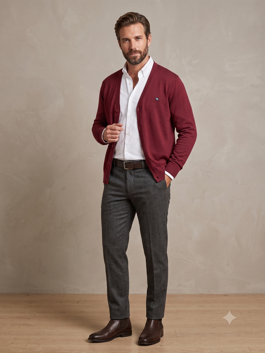 CARDIGAN DE MALHA BORDÔ KOATI