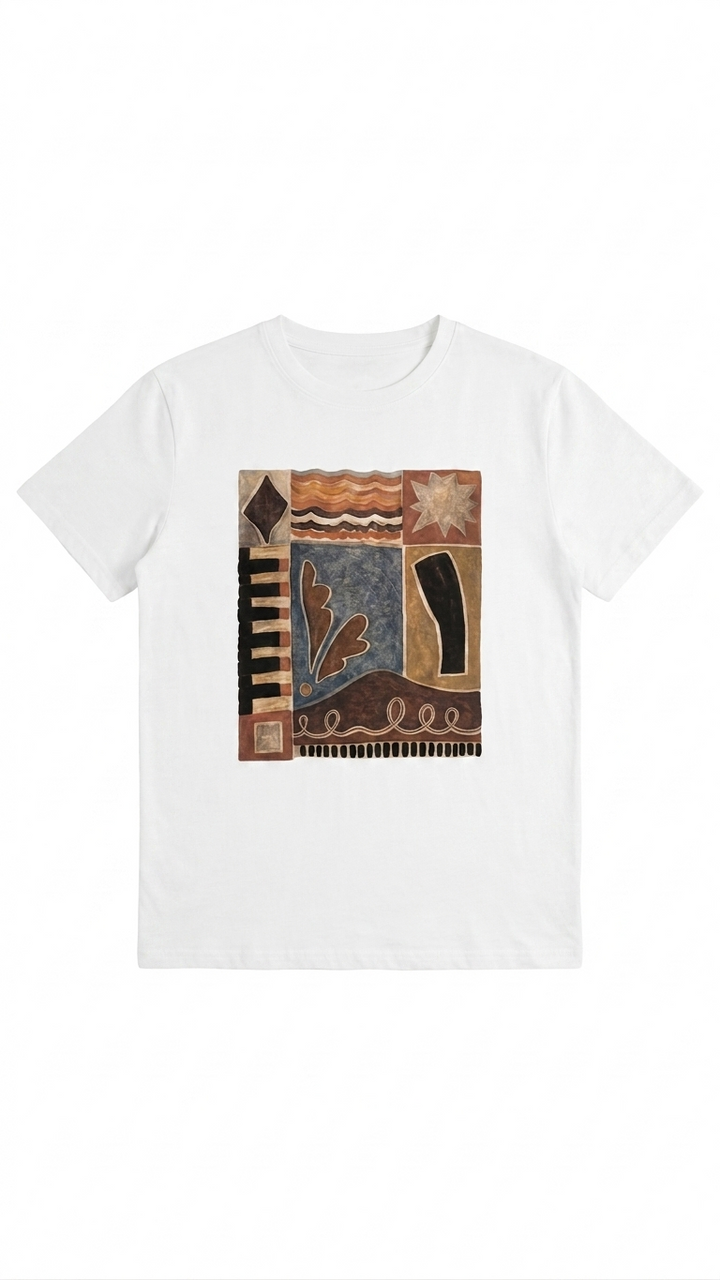 T-SHIRT BRANCA COM ESTAMPADO ABSTRACTO PONTO CHIC
