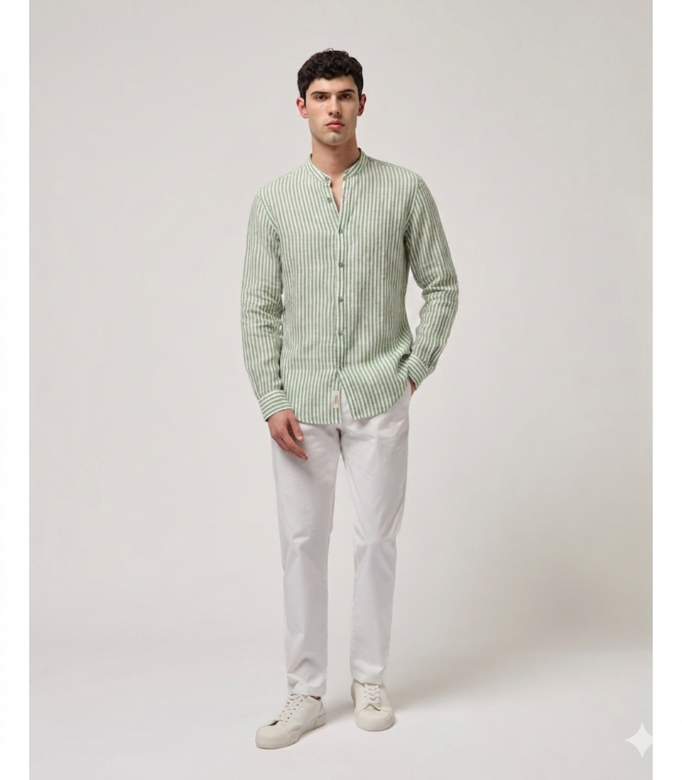 CAMISA RISCA VERDE COM GOLA PADRE GIANNI LUPO