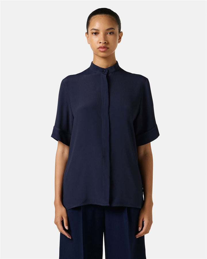 BLUSA EM CREPE AZUL ICEBERG WOMEN