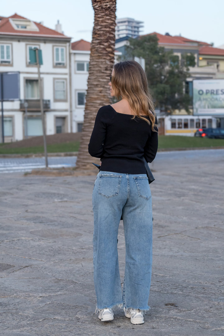 CAMISOLA PRETA DRAPEADA PONTO CHIC
