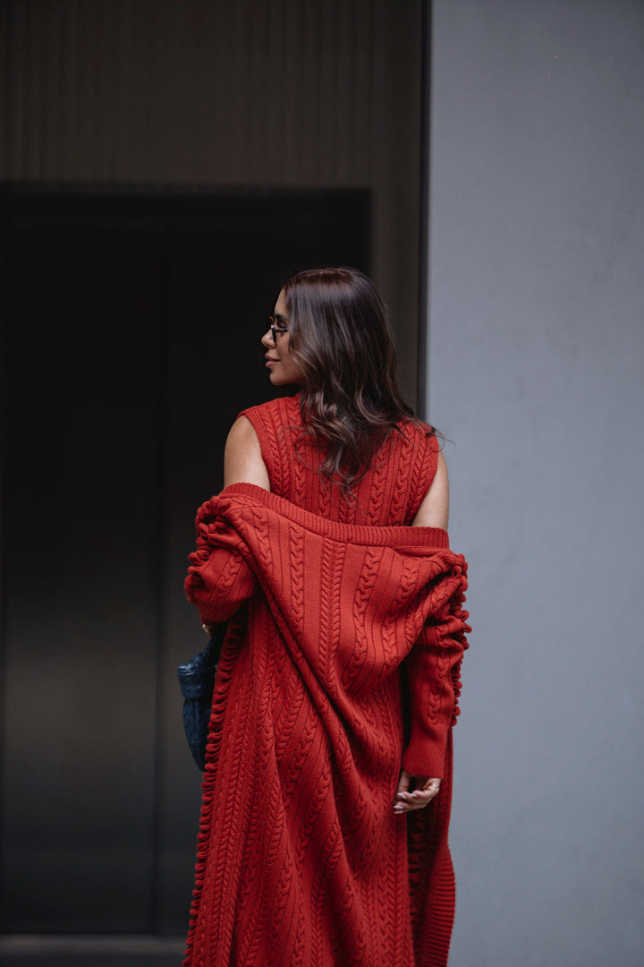 CARDIGAN EM TRICÔ TELHA SAHOCO