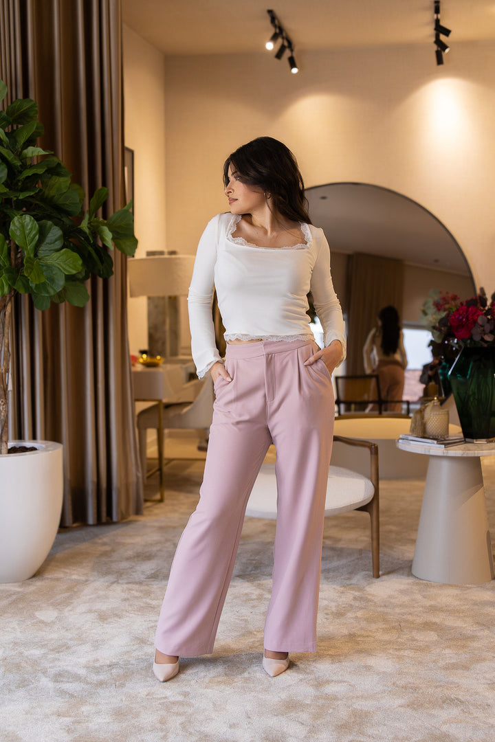 CAMISOLA CRU COM RENDA E DECOTE QUADRADO PONTO CHIC