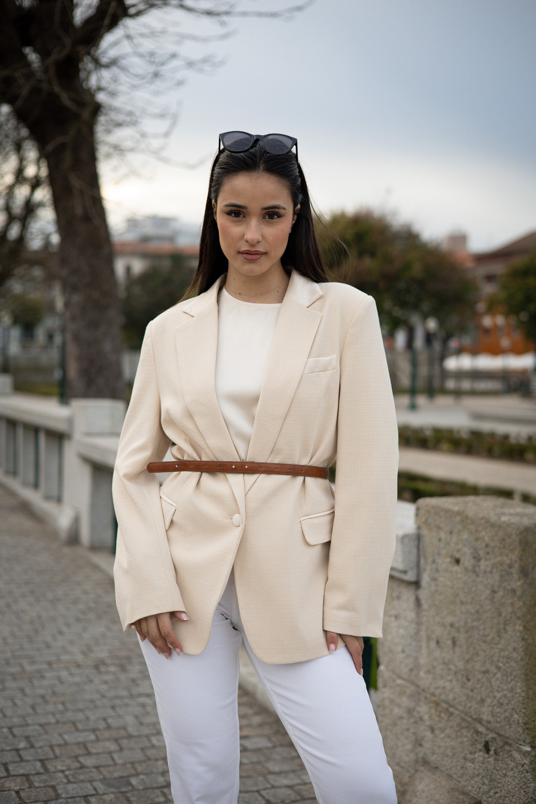 BLAZER LONGO BEGE COM CINTO FRACOMINA