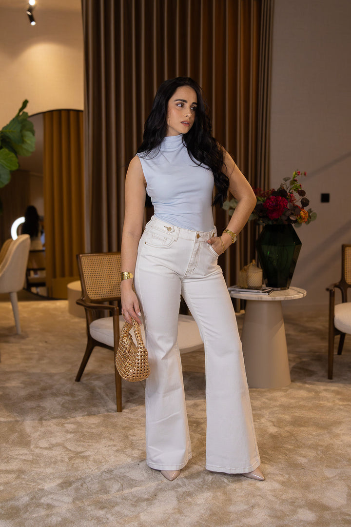 BODY AZUL CLARO SEM MANGAS PONTO CHIC