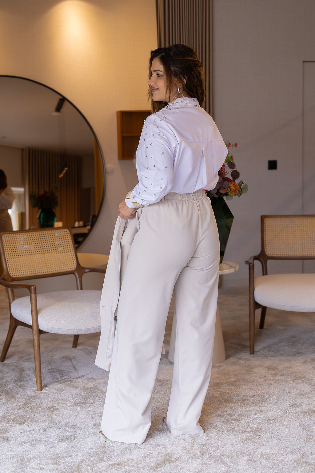 CALÇA BEGE DE ALFAIATARIA DIXIE