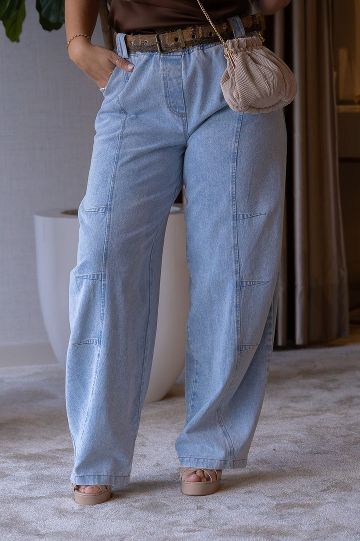 CALÇA JEANS DENIM COM CINTO DIXIE