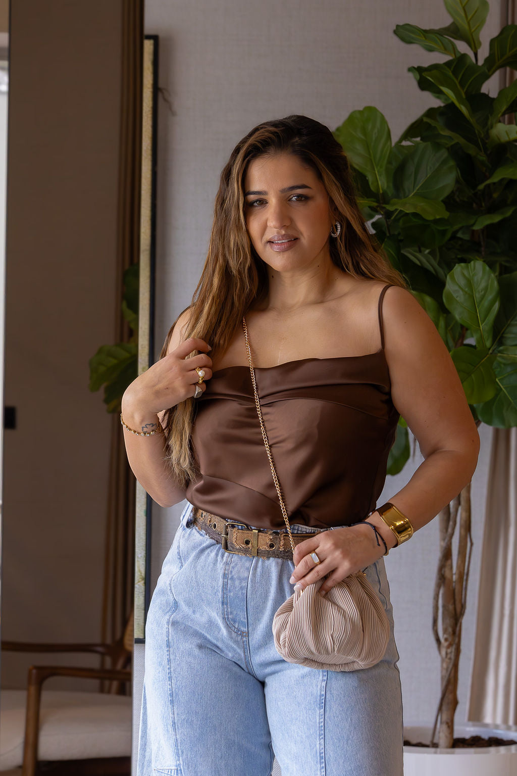 CALÇA JEANS DENIM COM CINTO DIXIE