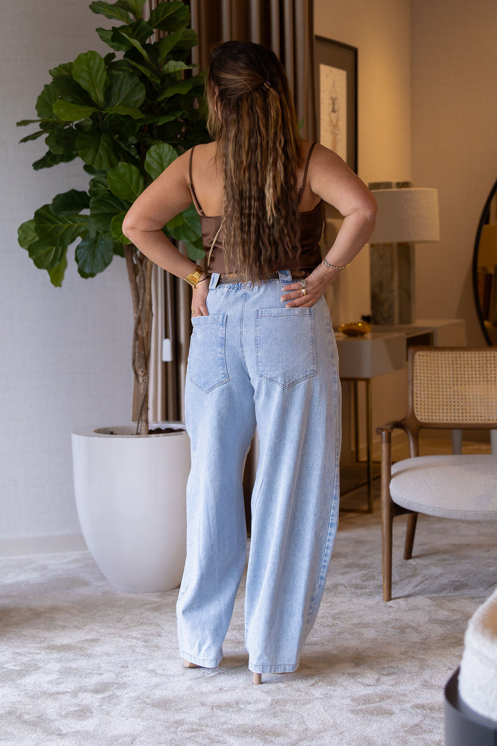CALÇA JEANS DENIM COM CINTO DIXIE