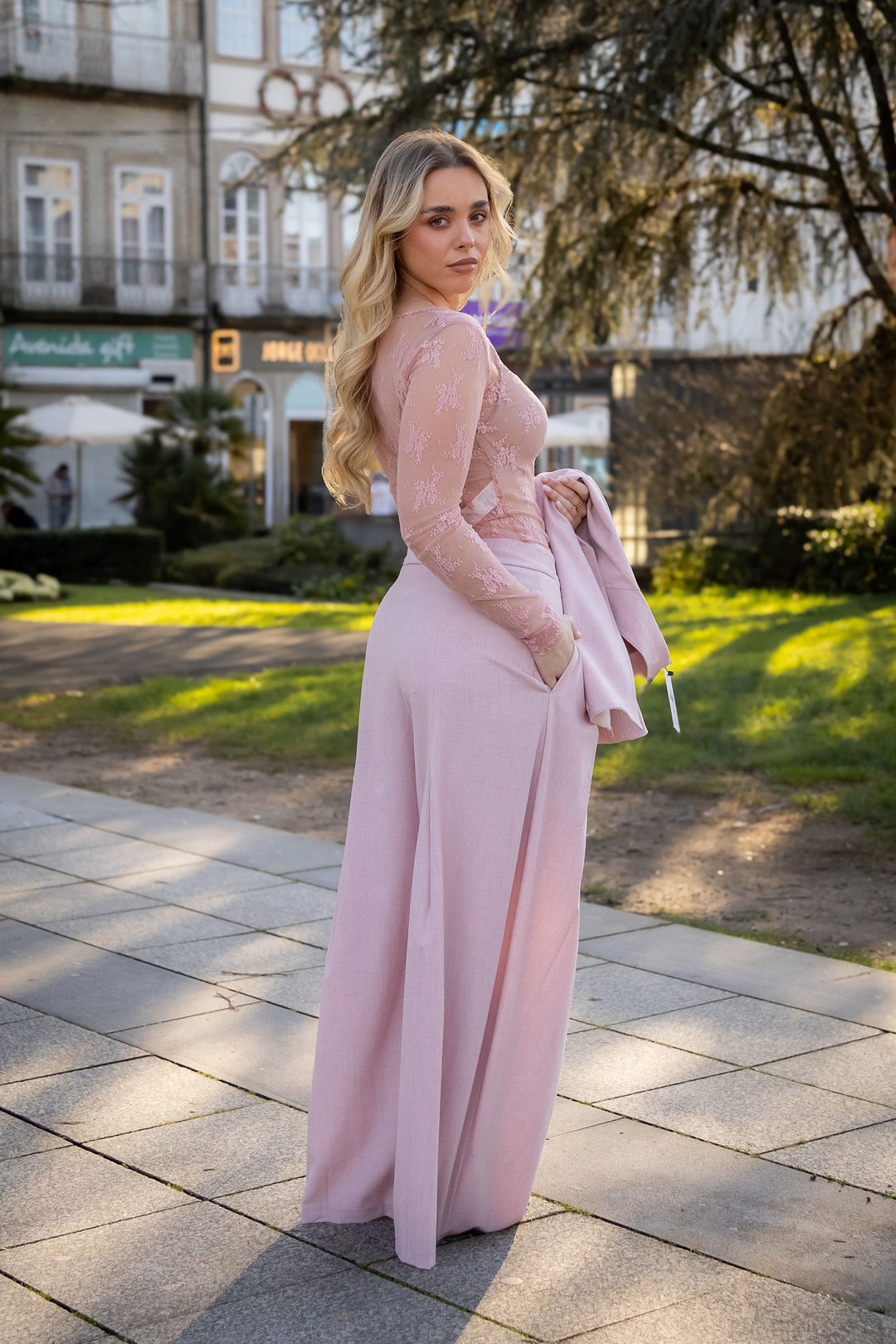 CALÇA ROSA SECO DE ALFAIATARIA PONTO CHIC