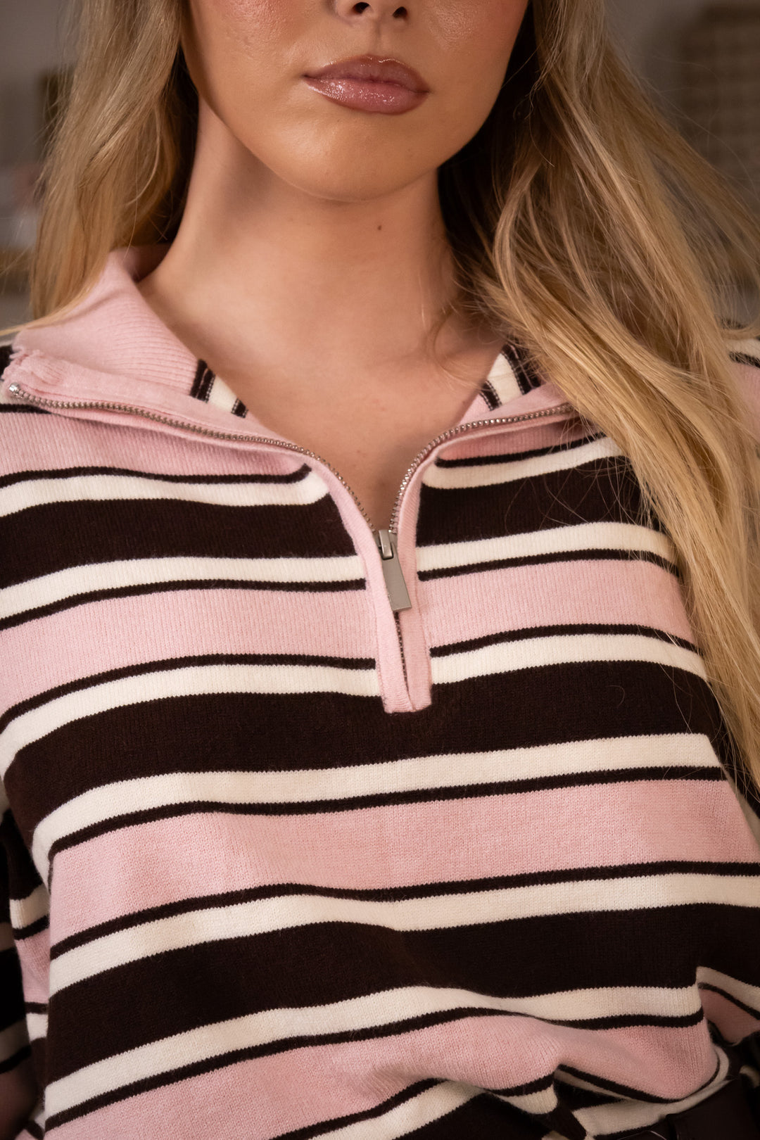 CAMISOLA ROSA E CASTANHA DE FECHO PONTO CHIC