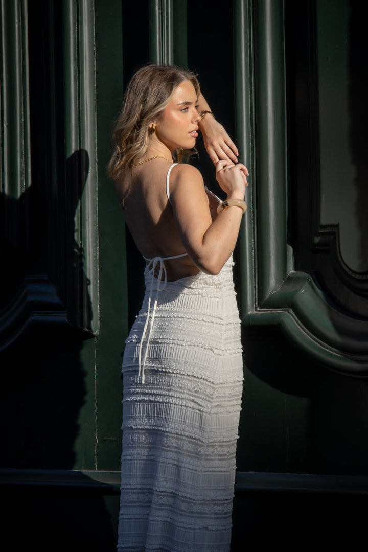 VESTIDO BRANCO COMPRIDO PONTO CHIC
