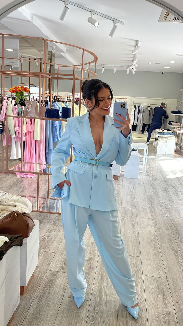 BLAZER AZUL BEBÉ DE ALFAIATARIA COM CINTO IMPERIAL