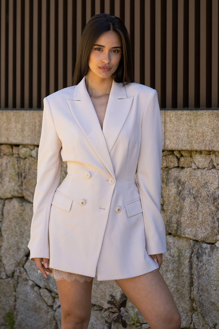 BLAZER CREME ESTRUTURADO COM CINTO IMPERIAL