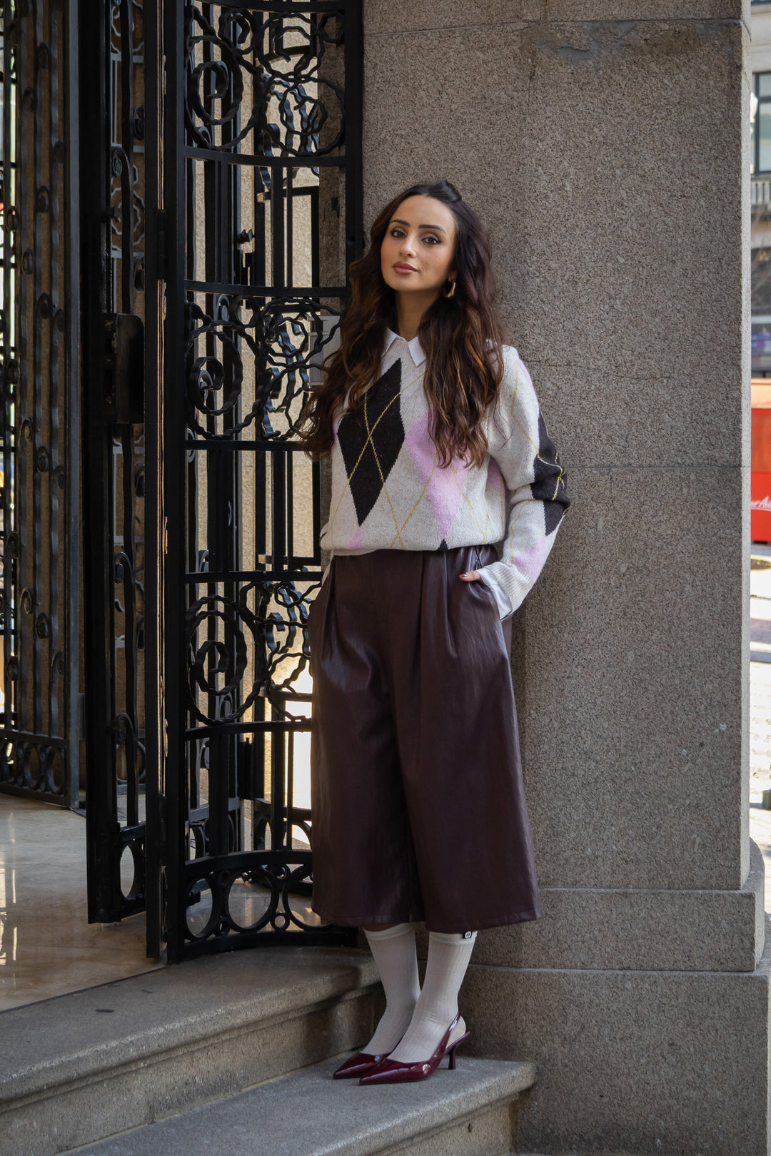 CULOTTE BORDEAUX EM ECOPELE PONTO CHIC