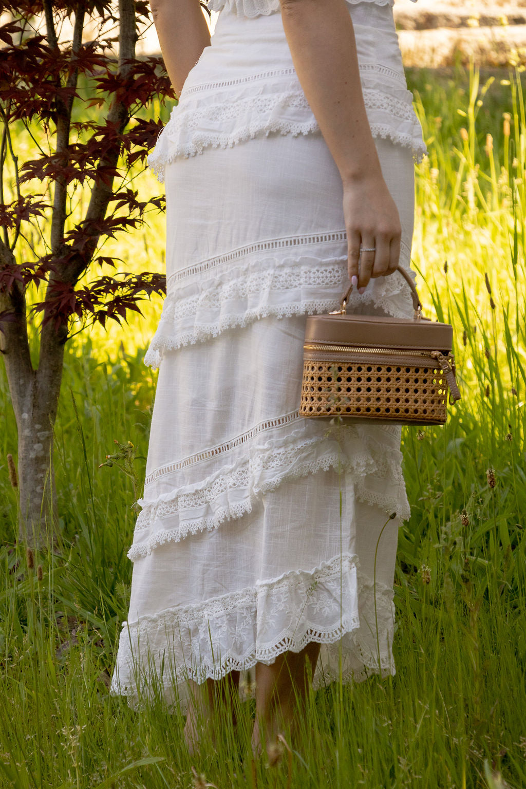 CONJUNTO BRANCO EM LINHO SAIA E TOP PONTO CHIC