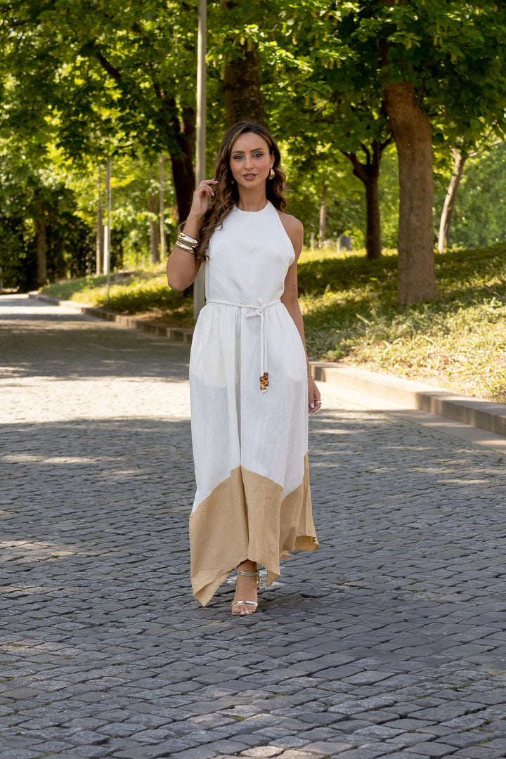 VESTIDO CRU FOLHO CONTRASTE LANÇA PERFUME