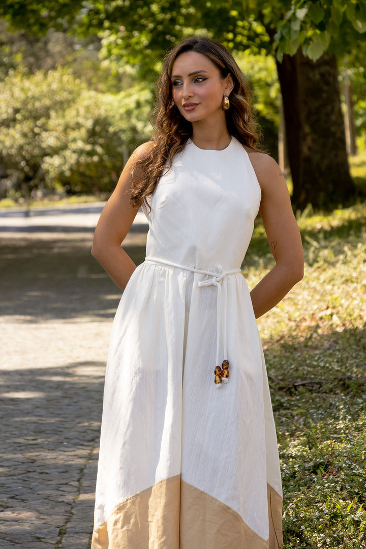 VESTIDO CRU FOLHO CONTRASTE LANÇA PERFUME