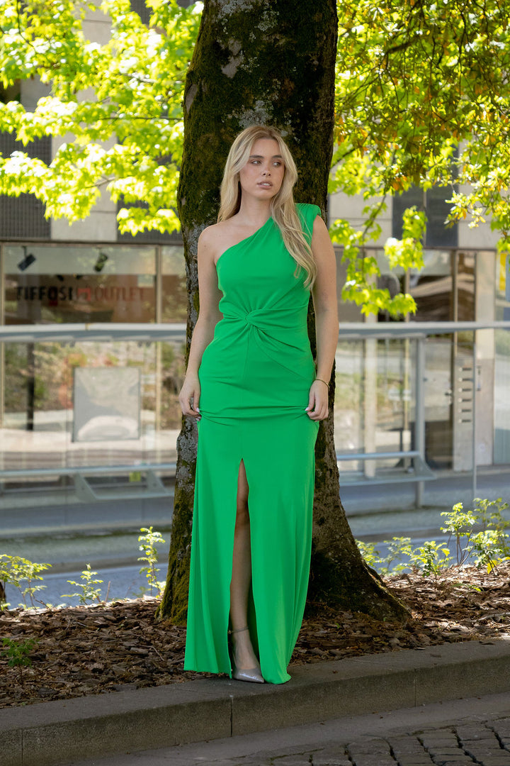 VESTIDO COMPRIDO VERDE COM NÓ PONTO CHIC