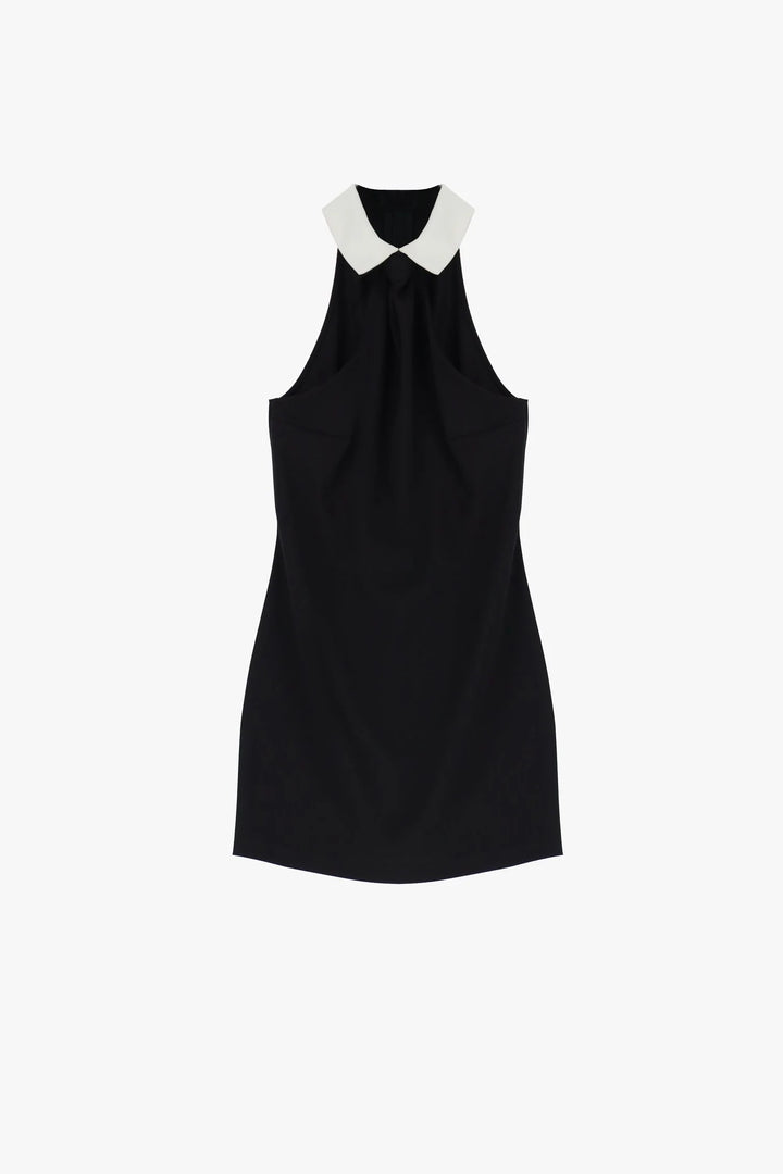 VESTIDO PRETO CURTO COM GOLA BRANCA IMPERIAL