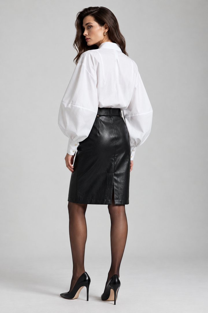 CAMISA BRANCA FLUIDA COM MANGAS VOLUMOSAS IMPERIAL