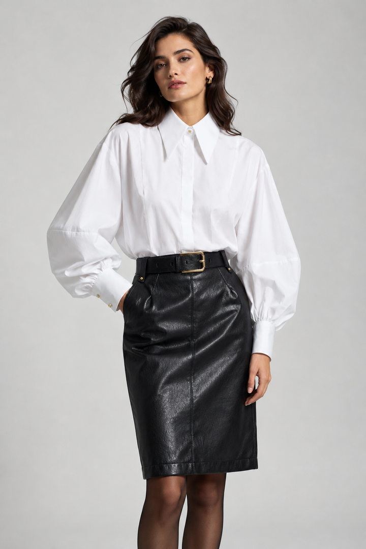 CAMISA BRANCA FLUIDA COM MANGAS VOLUMOSAS IMPERIAL