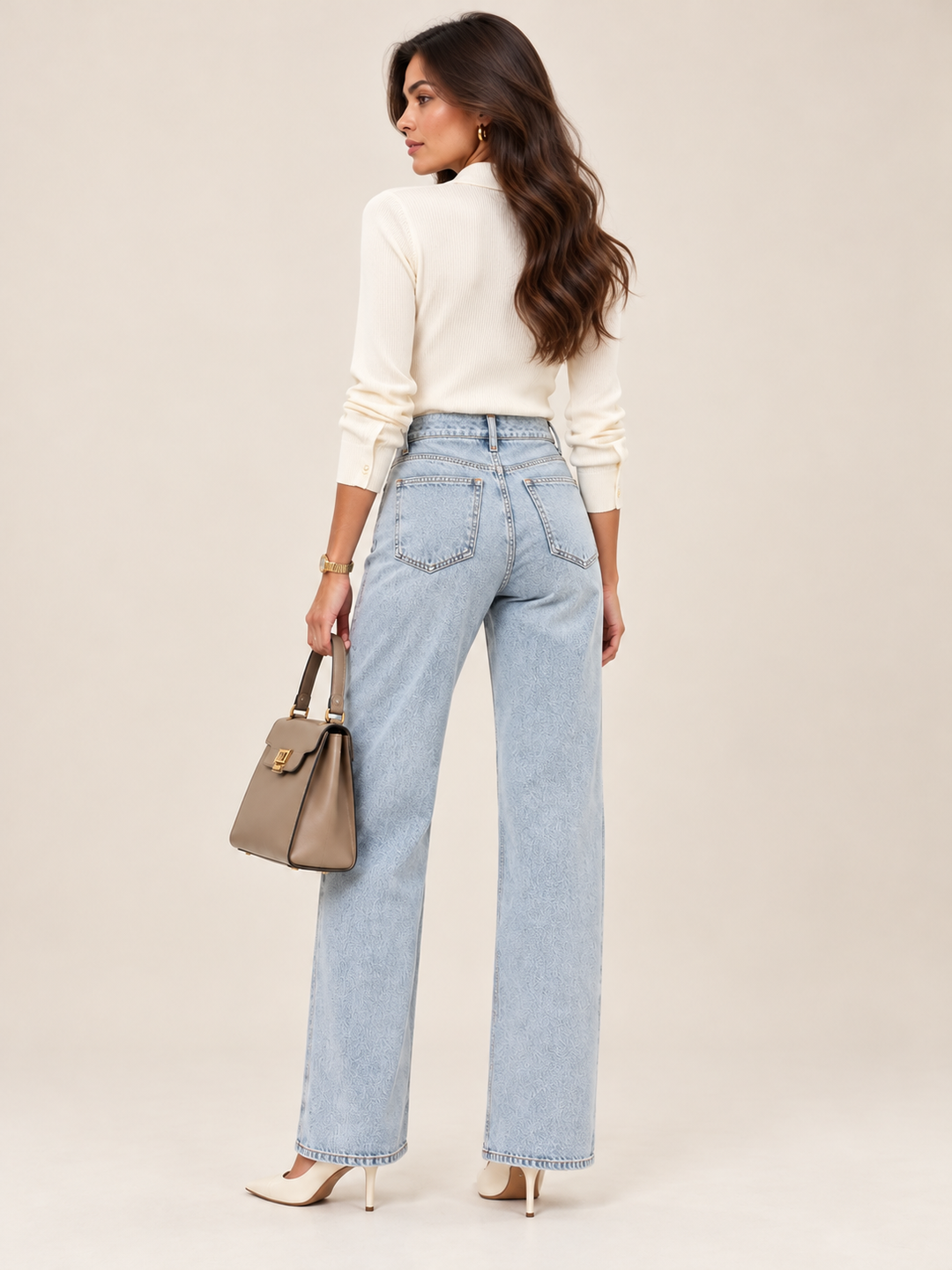 CALÇA JEANS AZUL CLARO WIDE LEG RINASCIMENTO