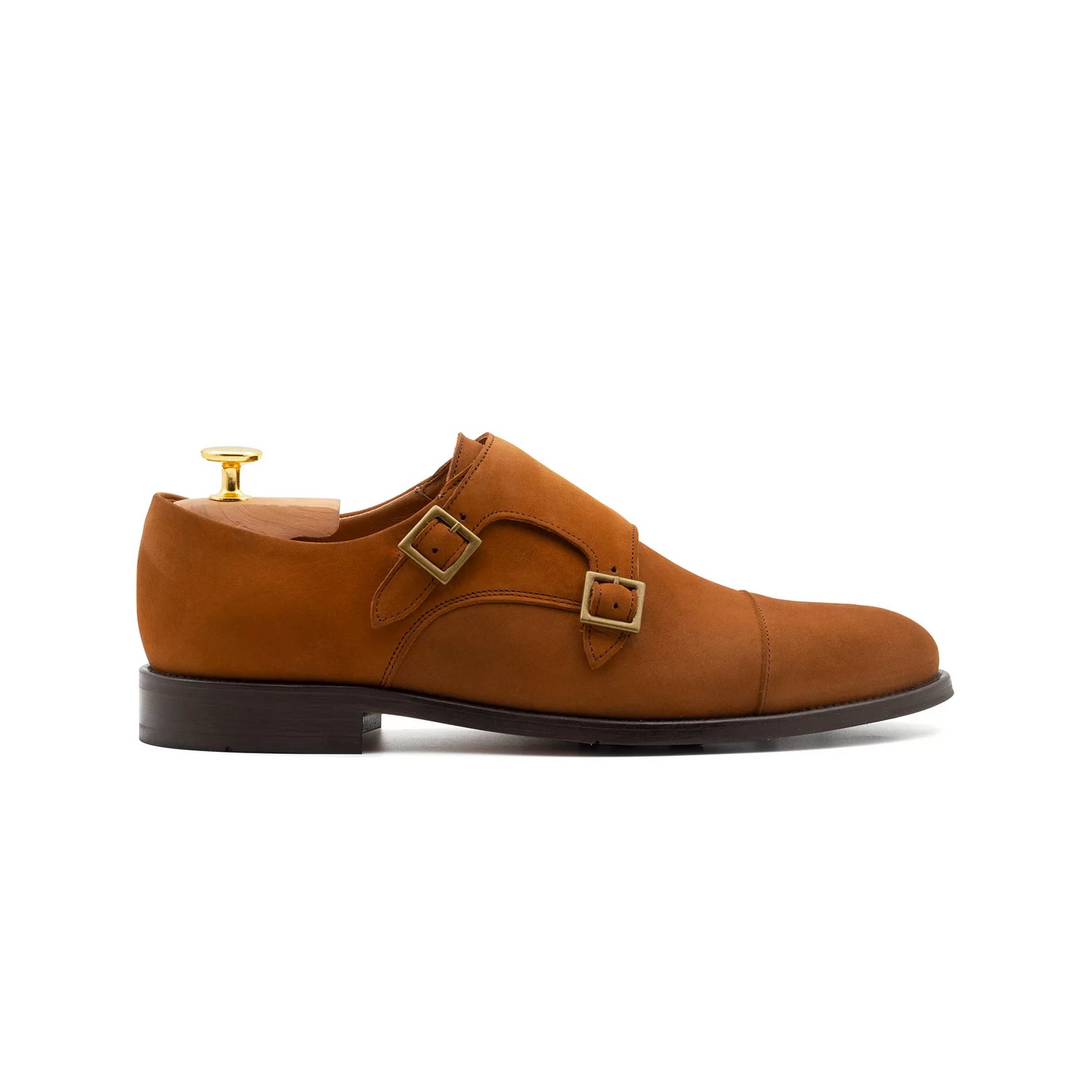 SAPATO DUPLA FIVELA NOBUCK CAMEL ZOLF