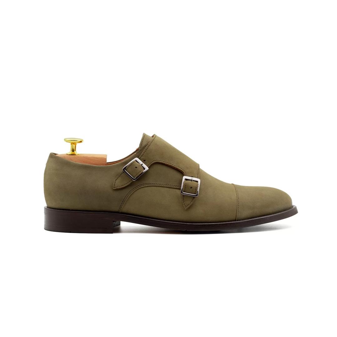 SAPATO DUPLA FIVELA NOBUCK KAKI ZOLF