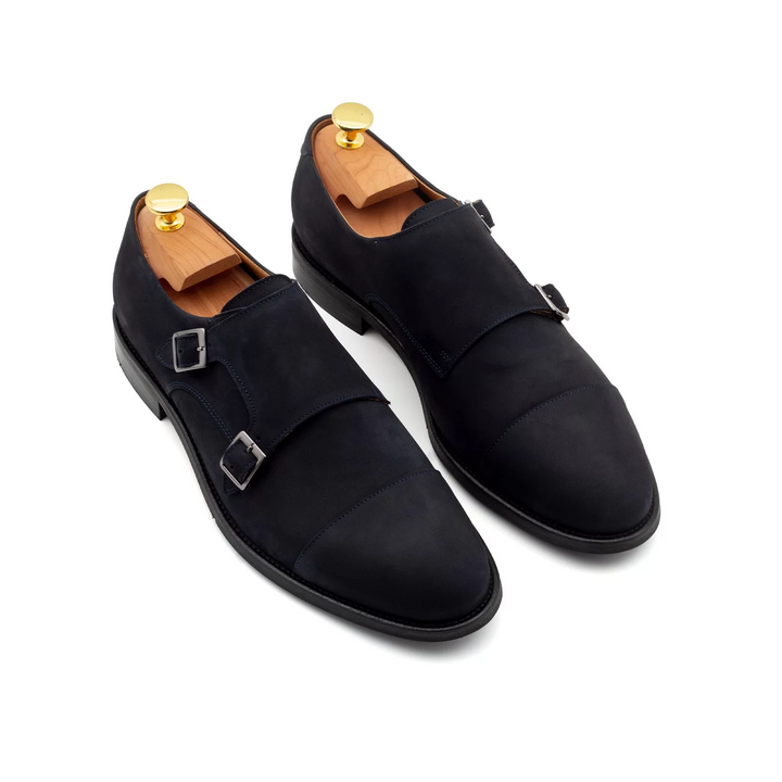 SAPATO DUPLA FIVELA NOBUCK AZUL ZOLF