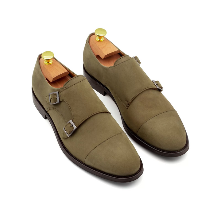 SAPATO DUPLA FIVELA NOBUCK KAKI ZOLF
