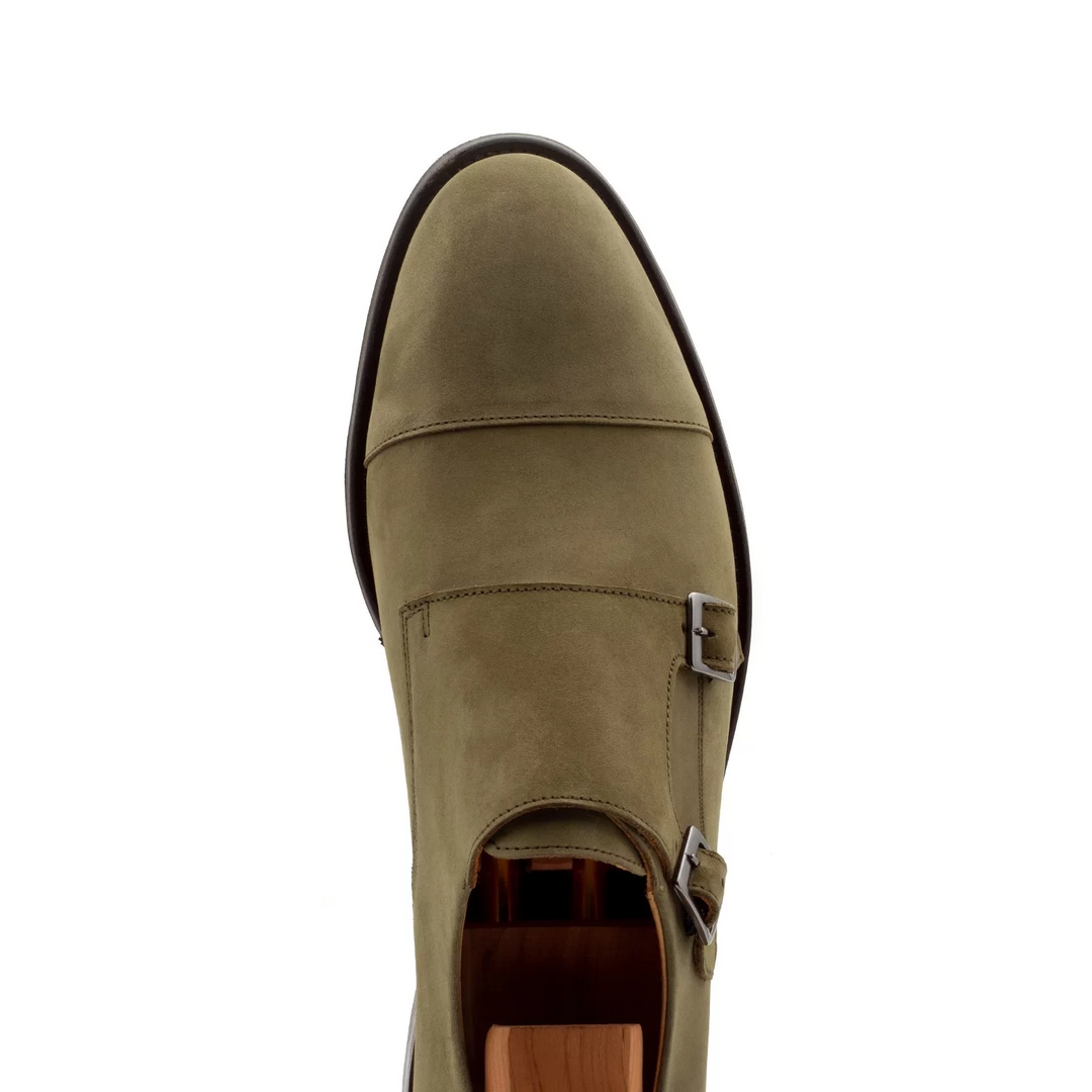 SAPATO DUPLA FIVELA NOBUCK KAKI ZOLF